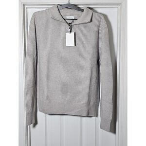 Made For Italic Shane Cashmere Quarter Zip Pullover Mens Size Medium Ribbed Gray